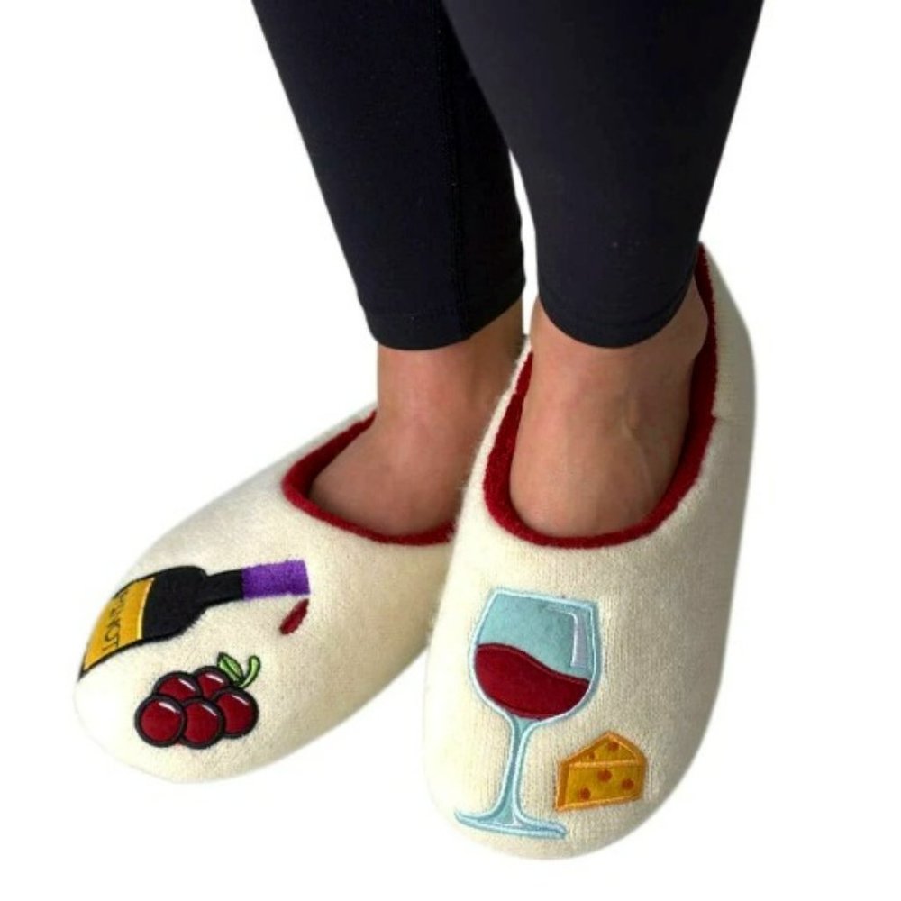Pinot Time | Women's Funny Fluffy House Sherpa Slippers